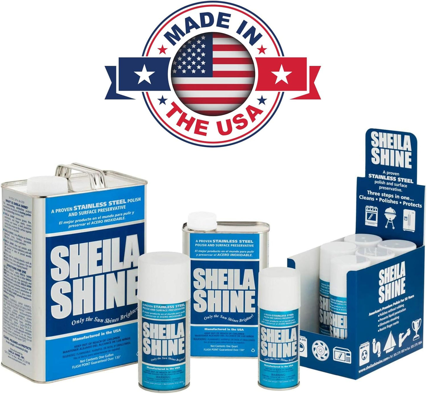 Sheila Shine 1 Gal. Can Stainless Steel Cleaner and Polish, Protects Household Kitchen Surfaces, Removes Grease, Fingerprints & Watermarks, Stainless Steel Cleaner for Appliances, Fridge, Oven & Sinks