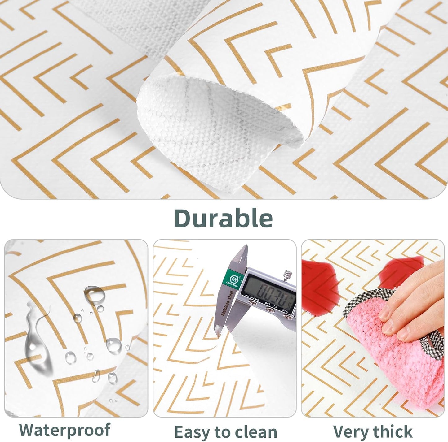Shelf Liner for Kitchen Cabinets Non Adhesive Drawer Liner Non-Slip Thickened Shelf Liner Paper Strong Easy to Clean for Tool Box Refrigerator with Knife and Tape Measure, Gold Arrow,17.3 x 236.2 in