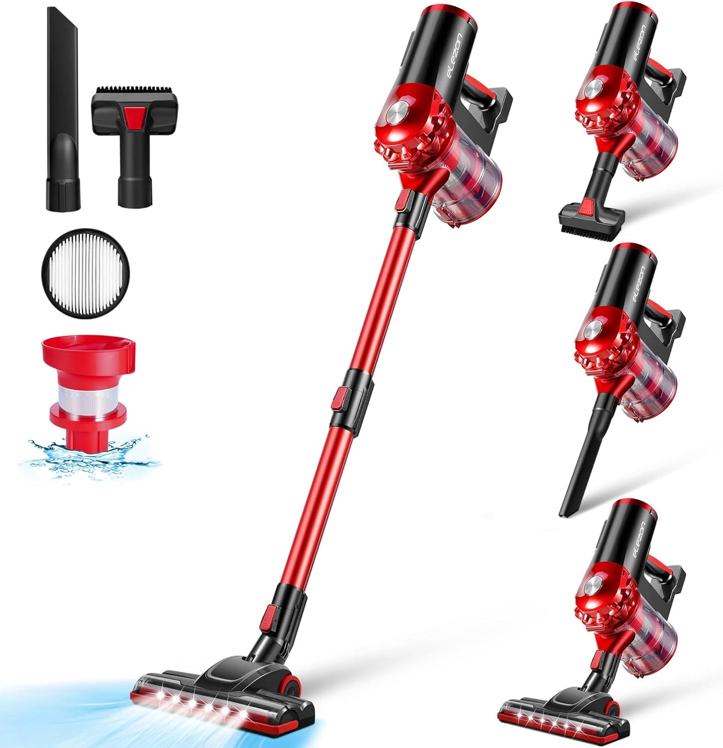 elezon A200 Cordless Vacuum Cleaner with 18000Pa Powerful Suction, 38 Min Runtime, 2200mAh Battery, HEPA Filter, Portable Stick Vacuum for Hardwood Floor, Lightweight Handheld for Home, Pet Hair, Car