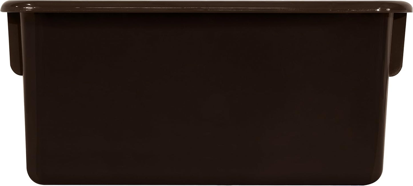 Wood Designs Cubby Storage Bin, Heavy Duty Plastic Containers for Kids Brown Cubby Tray Set of 25