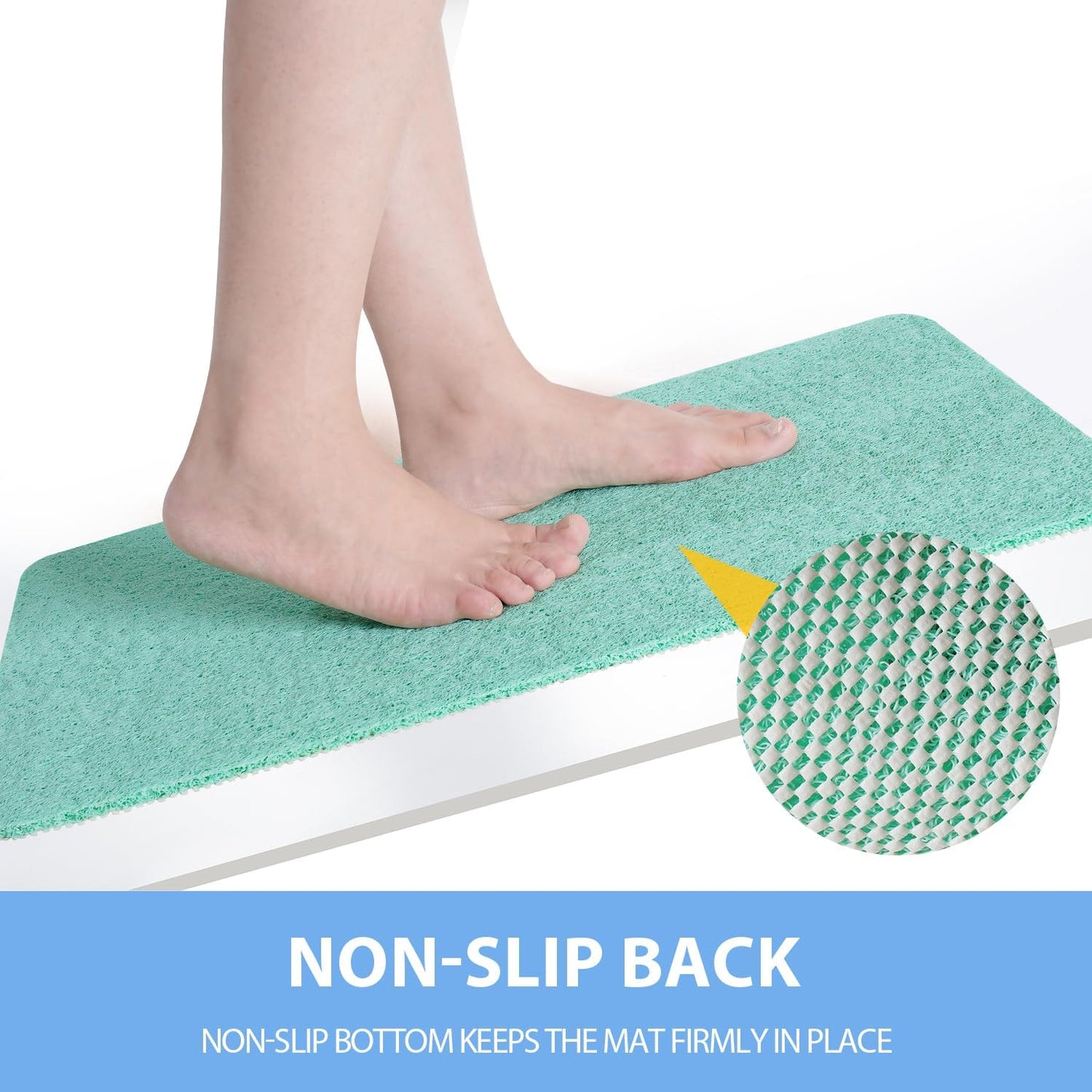Non-Slip Bathtub Mat, Anti Slip Shower Mat, Fast Drying Bathtub Mats, Foot Scrubber Mat, Anti Slip Mat for Tub, Floor, Bathroom, Kitchen, Home, Hotel (Light Green 24"×24")
