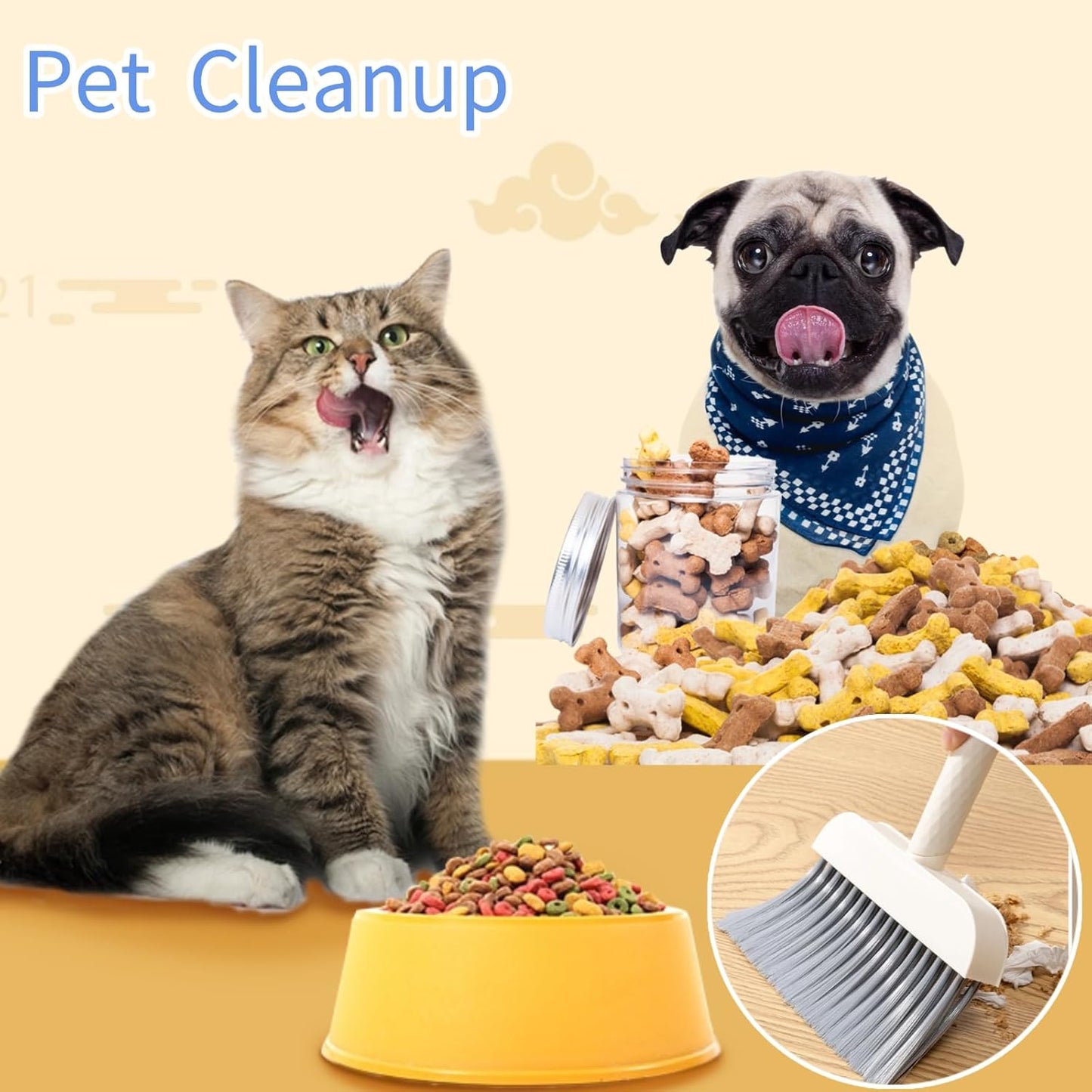 Mini Broom and Dustpan Set - Compact Cleaning Kit for Home, Car, Camping, Pet Hair, Small Spaces & Travel | Durable Hand Broom Dustpan Combo | Portable Desk Broom Set with Brush and Hook