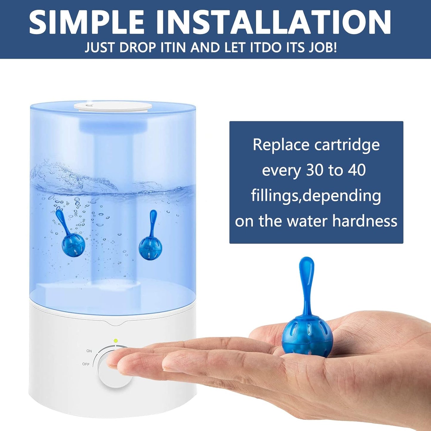 Humidifier Tank Cleaner, Raipoment Demineralization Cleaning Ball, Compatible with Mist Humidifiers, Fish Tank, Purifies Water, Prevents Hard Water Build-Up (20 Pack cleaning ball)