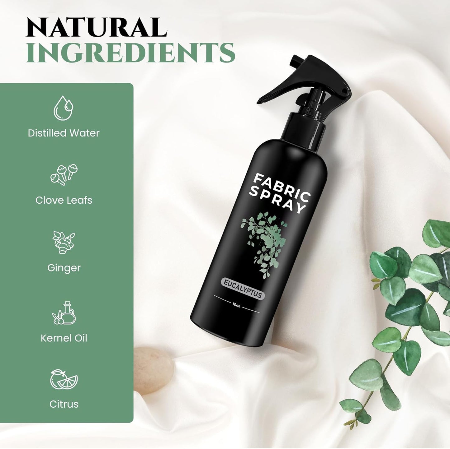 605Products Eucalyptus Fabric Spray and Linen Spray - Carpet Deodorizer - Natural Pillow Spray made with Essential Oils - Mist Fabric Refresher Spray - Long Lasting Bed Freshener Spray (10oz)