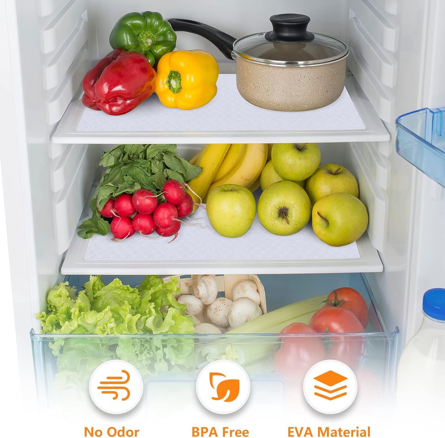 White Shelf Liner Kitchen Cabinet Liners Refrigerator Liners Waterproof & Oil-Proof Cupboard Liner Drawer Mats EVA Material Non Adhesive Fridge Liners 23.6 x 157.4 Inch