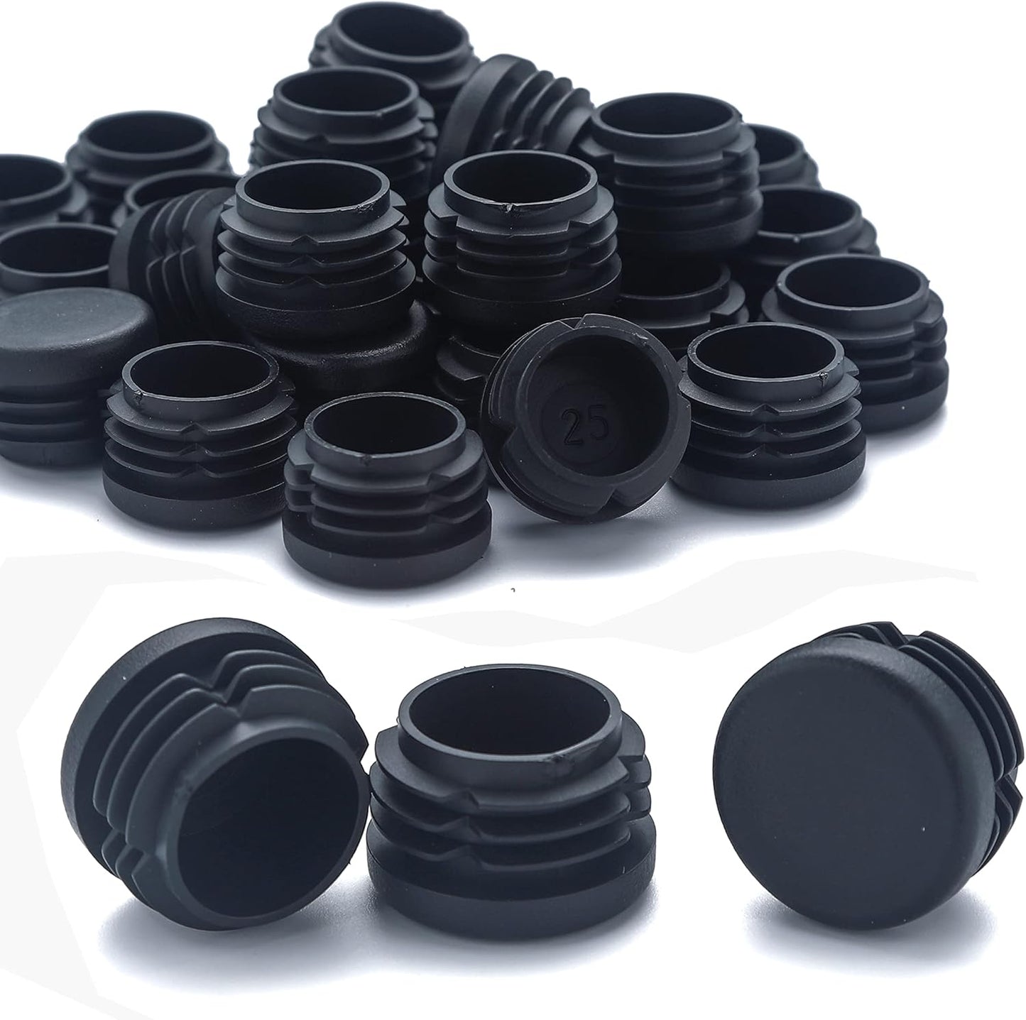 Furnigear Plastic Plugs Tubing End Caps Chair End Caps 7/8" Outside Bottom Round Tubing Caps Round Furniture Sliders Glides Black (Fit 0.78-0.82" Tube Inner Diameter, 40pack)