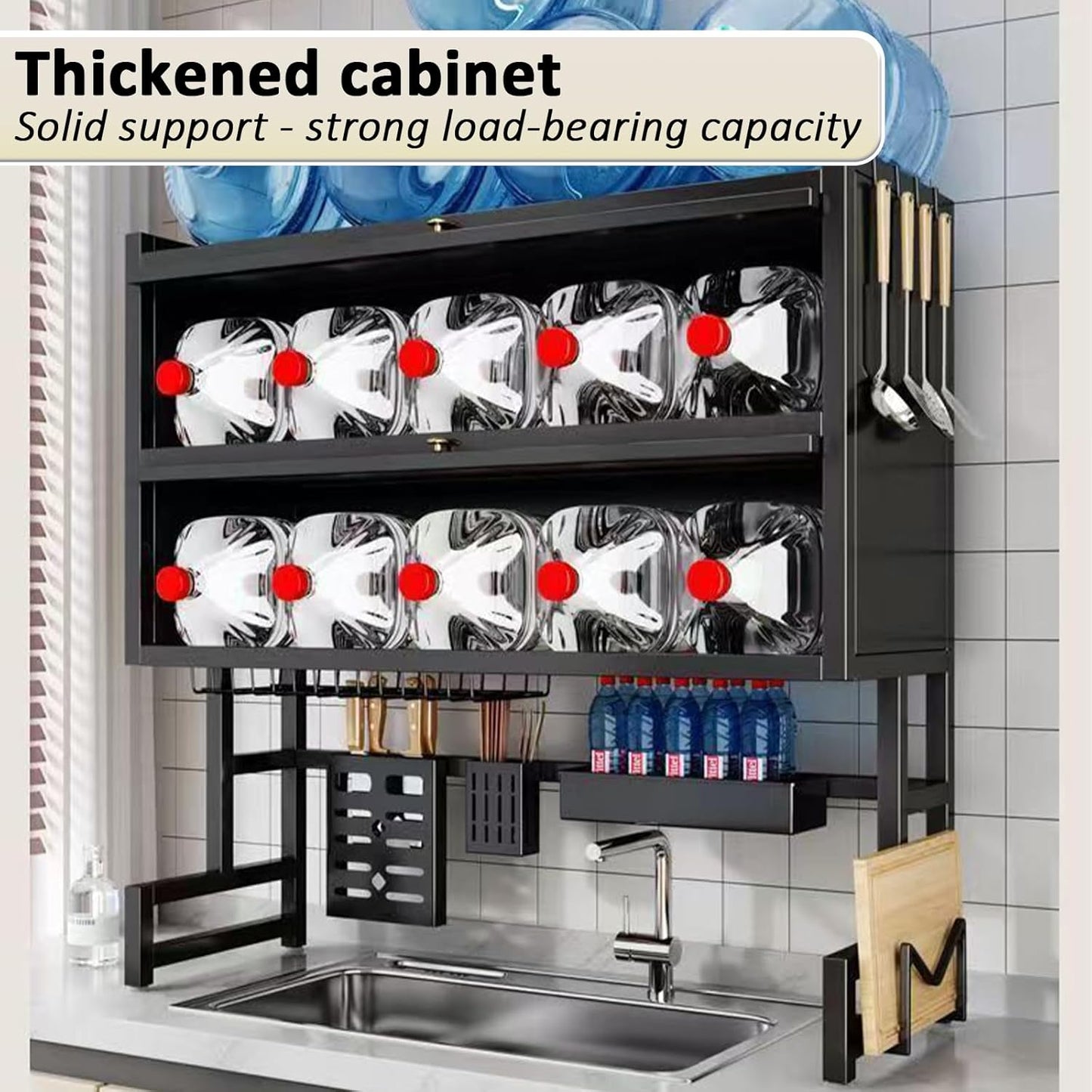 Over The Sink Dish Drainer Drying Rack 4 Tiers with Cover, Keep Kitchen Sink Shlef Organized Space-Saving Dish Drying Rack, Large Drying Rack for Dishes, Glasses, Bowls, Cutlery W-41.3in