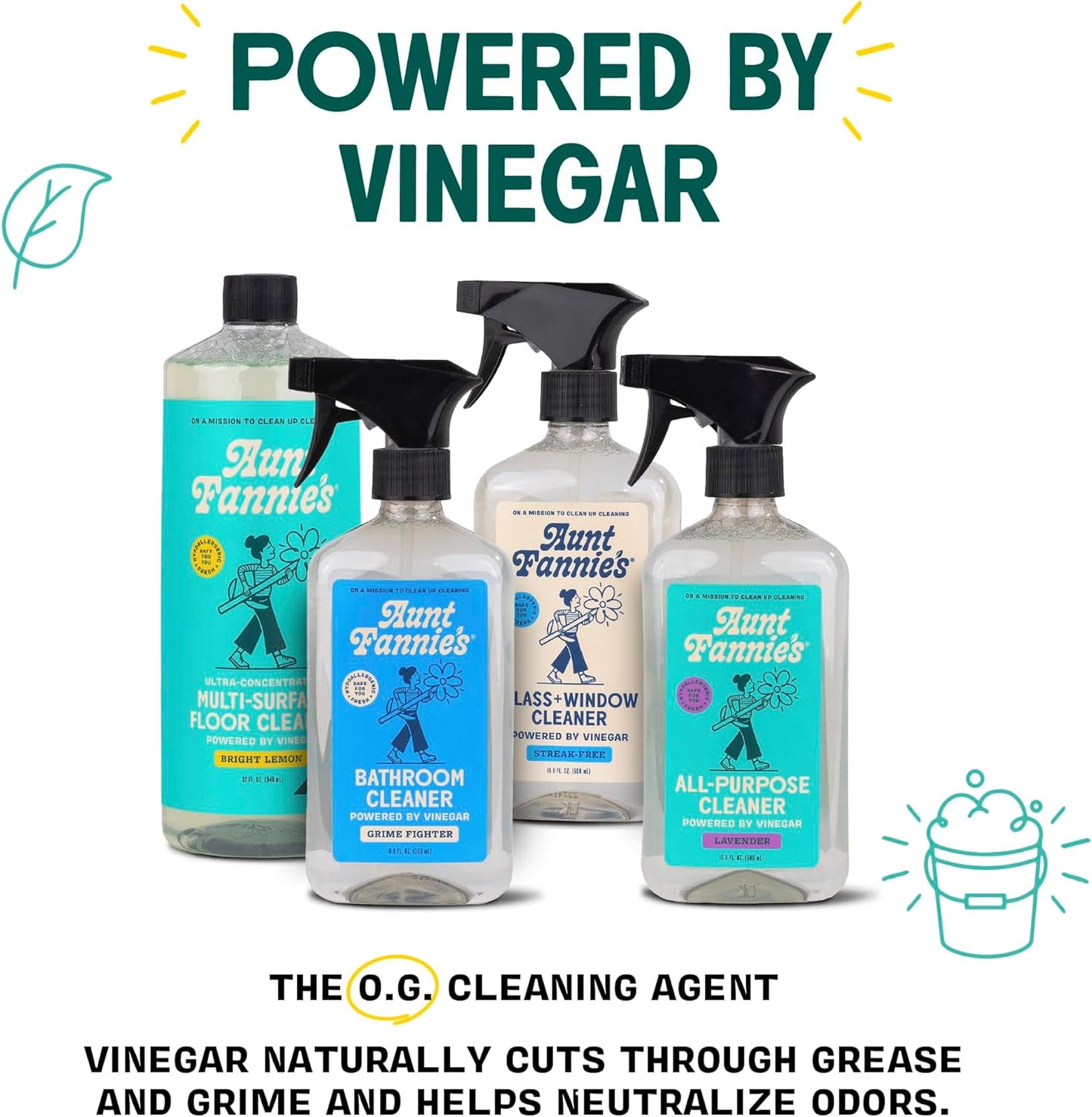 Aunt Fannie's Ultra Concentrated Floor Cleaner Vinegar Wash, Multi-Surface Solution For Mopping, Makes 16 Gallons, Bright Lemon Scent, 32 oz. (Pack of 6)