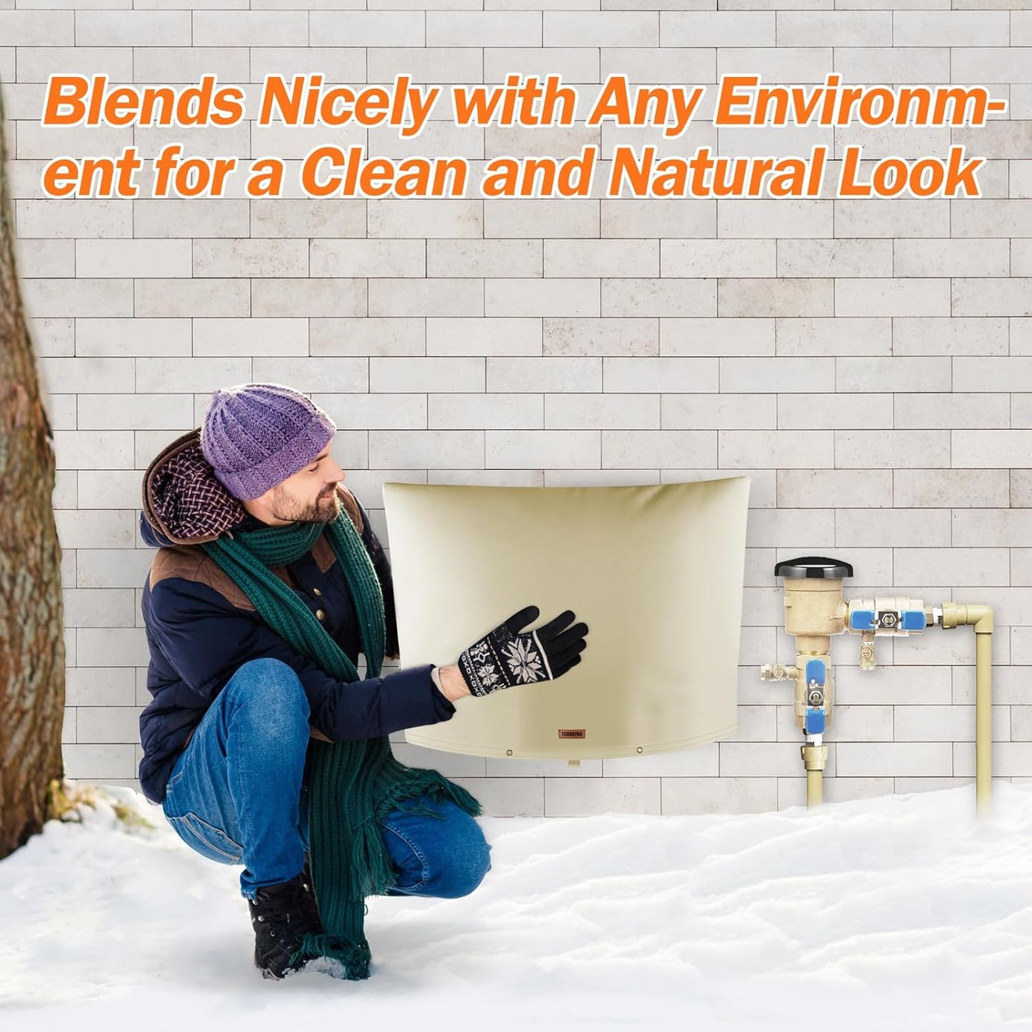 Backflow Preventer Pipe Insulation Cover (5°F) - Irrigation Sprinkler Valve Insulated Pouch - Water Well Pump Cover - Sturdy 5 Layers for Winter Freeze Protection, 40" W x 24" H, Beige