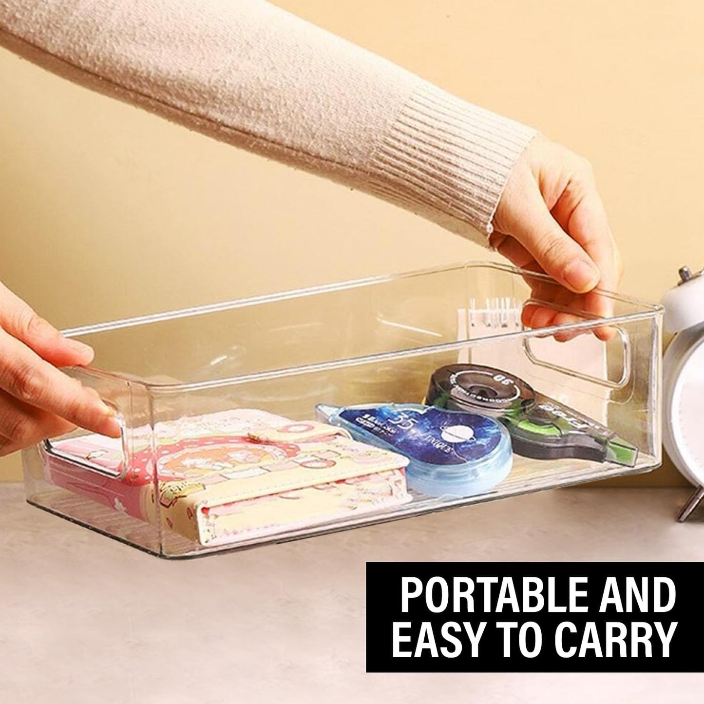 Clear Plastic Storage Bins, Pantry Organizers and Storage, Kitchen Organization and Storage Containers Bins for Organizing, Fridge, Freezer, Bathroom, Pantries, Medicine Cabinet Organizer Bin