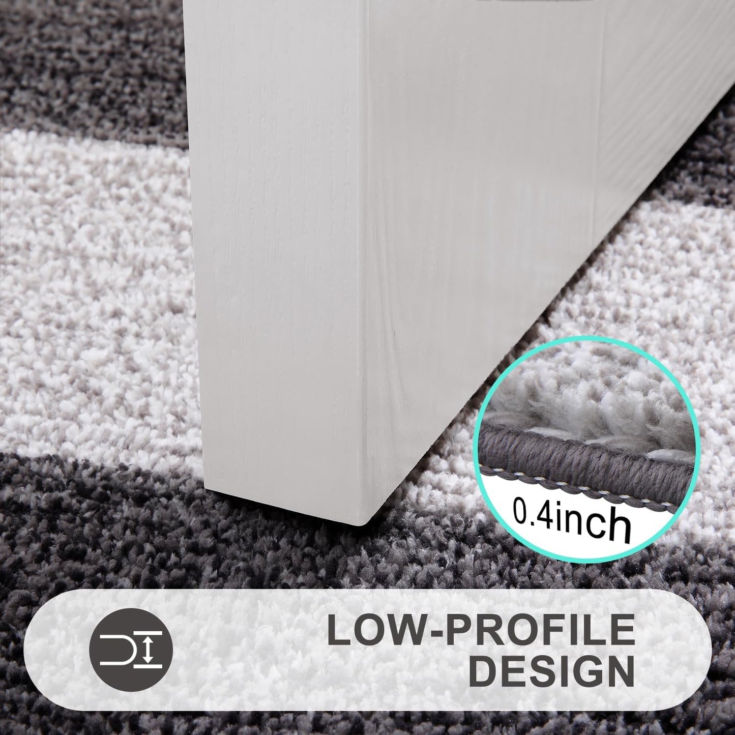 Kitinjoy Indoor Outdoor Door Mat, 47x17 Non-Slip Absorbent Dirt Trapper, Low-Profile Washable Inside Entrance Front Floor Mat, Sturdy Soft Entry Doormats for Entryway, Grey
