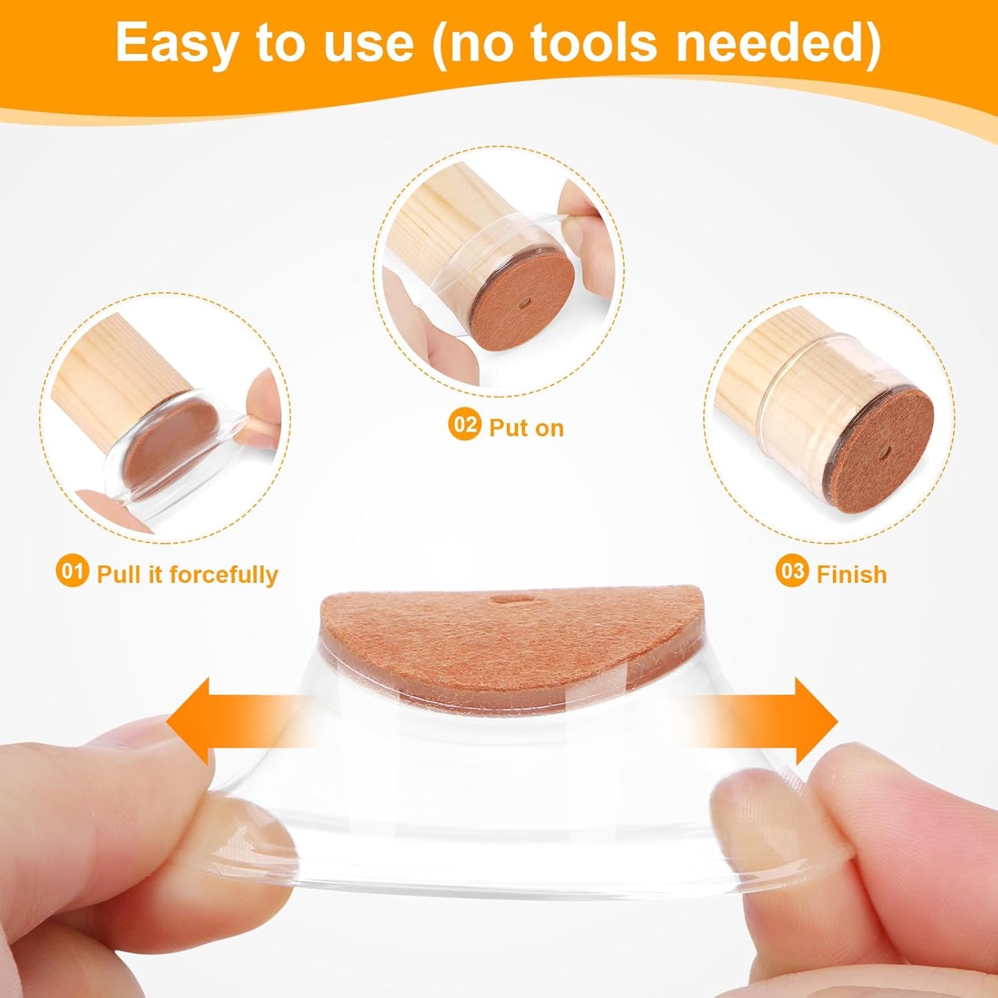 CHUNZEXI 16 Pack Chair Leg Floor Protectors for Hardwood Floors, Silicone Felt Covers Pads Caps, Protect Wood Furniture Feet Floors Noise Reduce and Scratch (Universal Small & Clear)