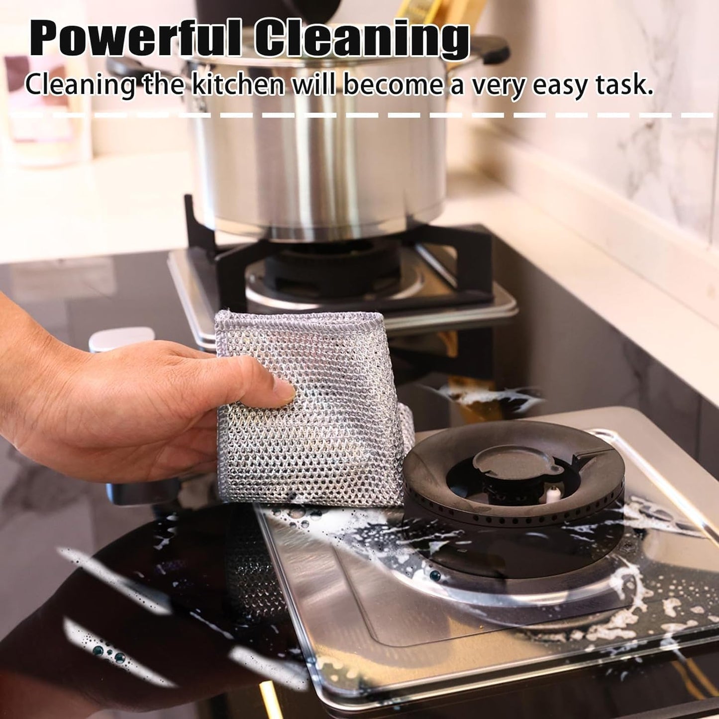Navona 20 Pcs New Upgrade Steel Wire Dishcloth,Triple-Layer Steel Wire Cleaning Cloth,Powerful Cleaning Non-Scratch Wire Dishcloth Rag for Cookware, Sinks, Dishes, Stove Tops, 20pack, NA-608