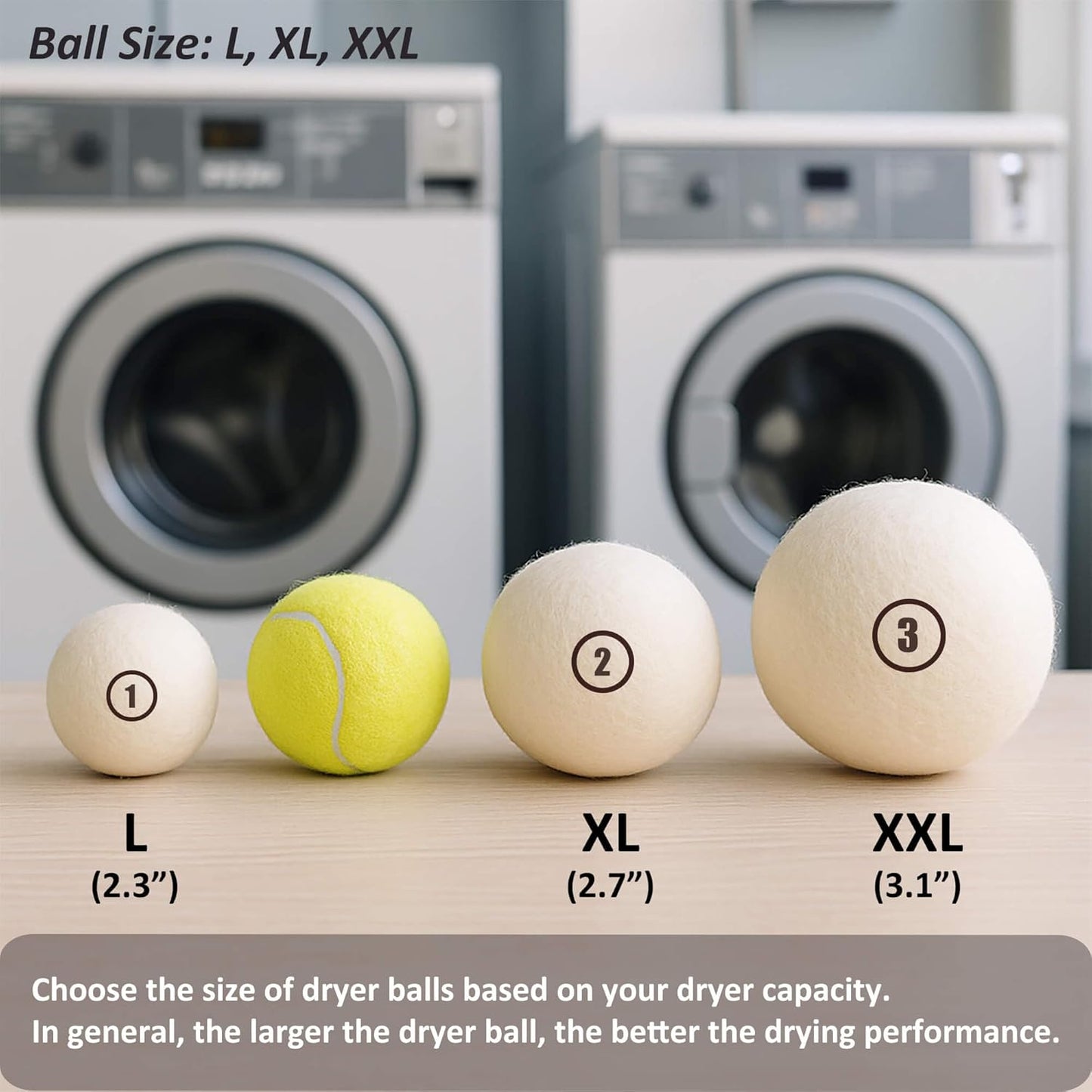 Sheep Wool Dryer Balls 4 Pack L(2.3") Premium Natural Fabric Softener, Reusable Laundry Dryer Balls for Reducing Drying Time, Static and Wrinkles, Eco-Friendly – 100% New Zealand Wool