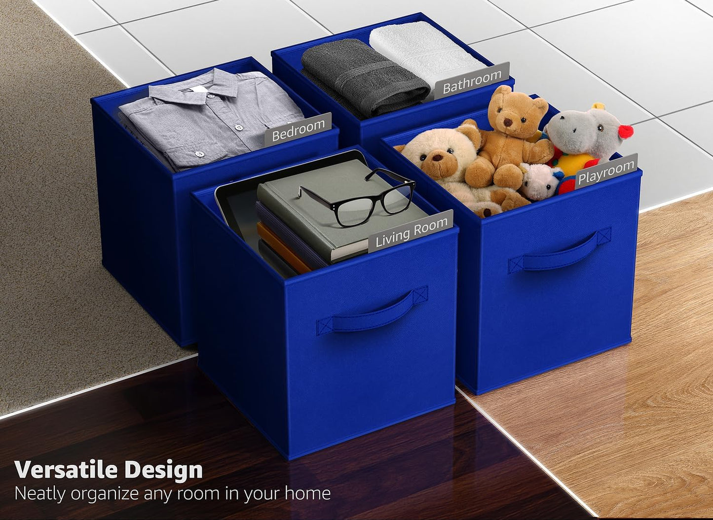 Sorbus 13 Inch Collapsible Fabric Storage Cubes - Sturdy Foldable Baskets with Handle - 8 Organizing Bins for Clothes, Toys, Books - Shelves, Closets