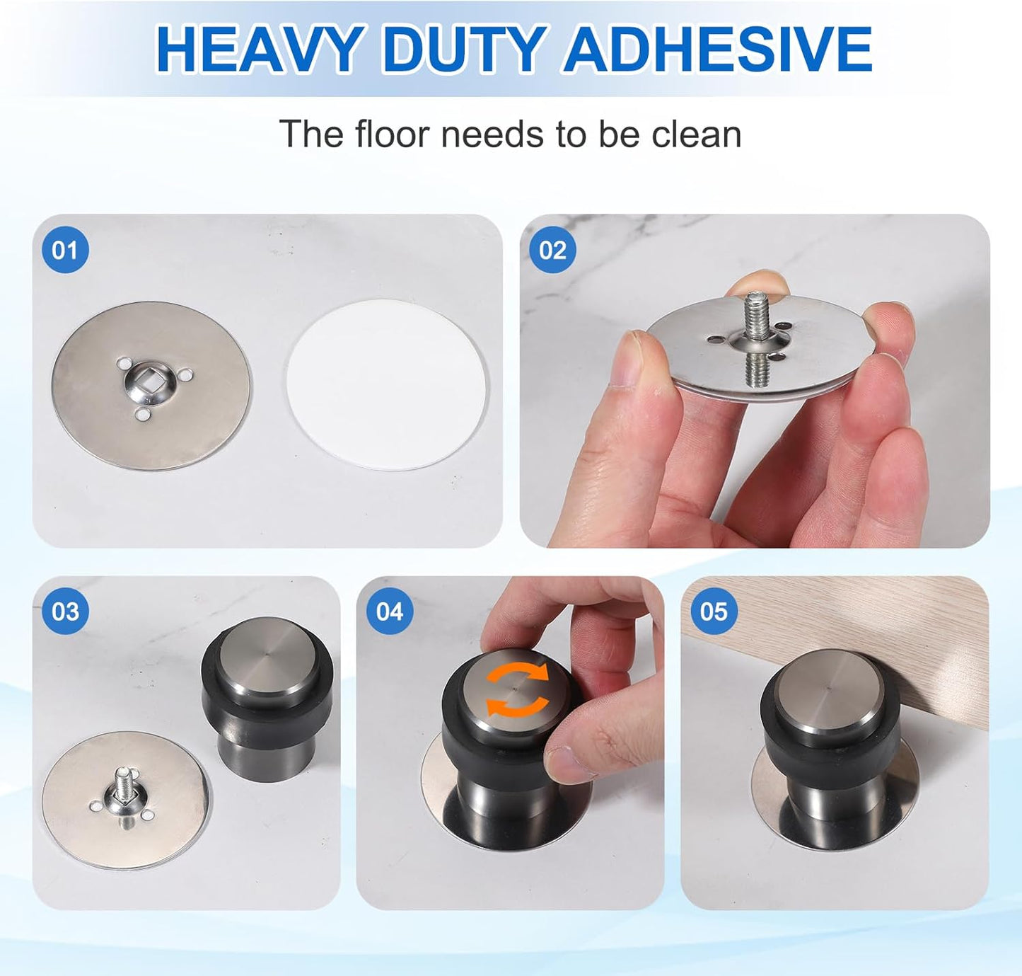 PATIKIL 2Set Round Door Stoppers, 60mm Stainless Steel Door Stop Doorstop Wedge Metal Cylinder Self Adhesive with Screw for Bottom of Door Floor Inside, Bronze