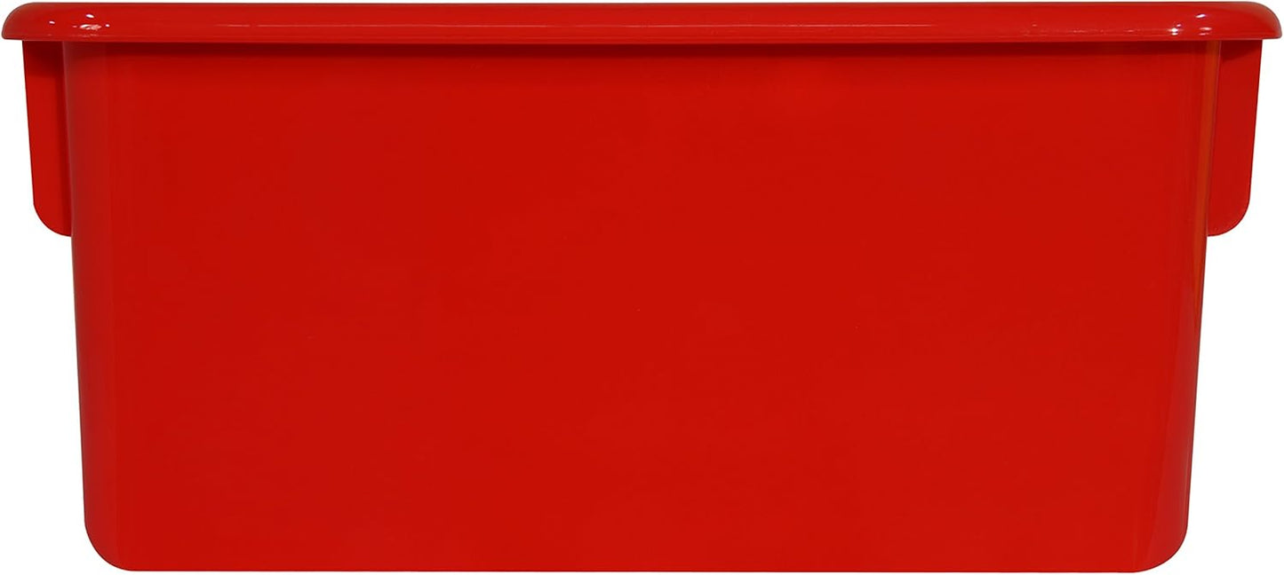 Wood Designs Cubby Storage Bin, Heavy Duty Plastic Containers for Kids Red Cubby Tray Set of 30