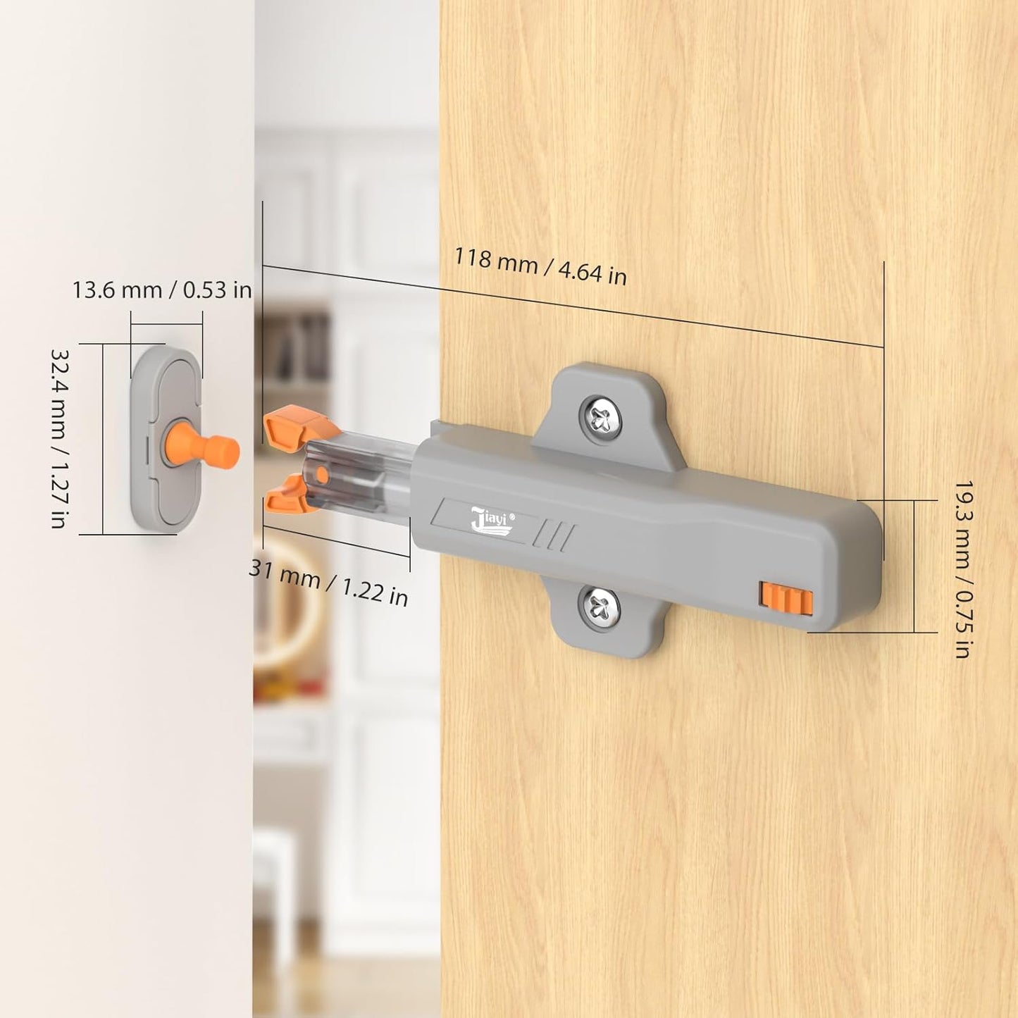 Jiayi Strong Heavy Duty Push Latch, Non-Magnetic RV Hidden Door Cabinet Latches, 2 Pack Push Release Press Out Touch Catch for Door Closure, Push to Open Kitchen Cabinet Hardware