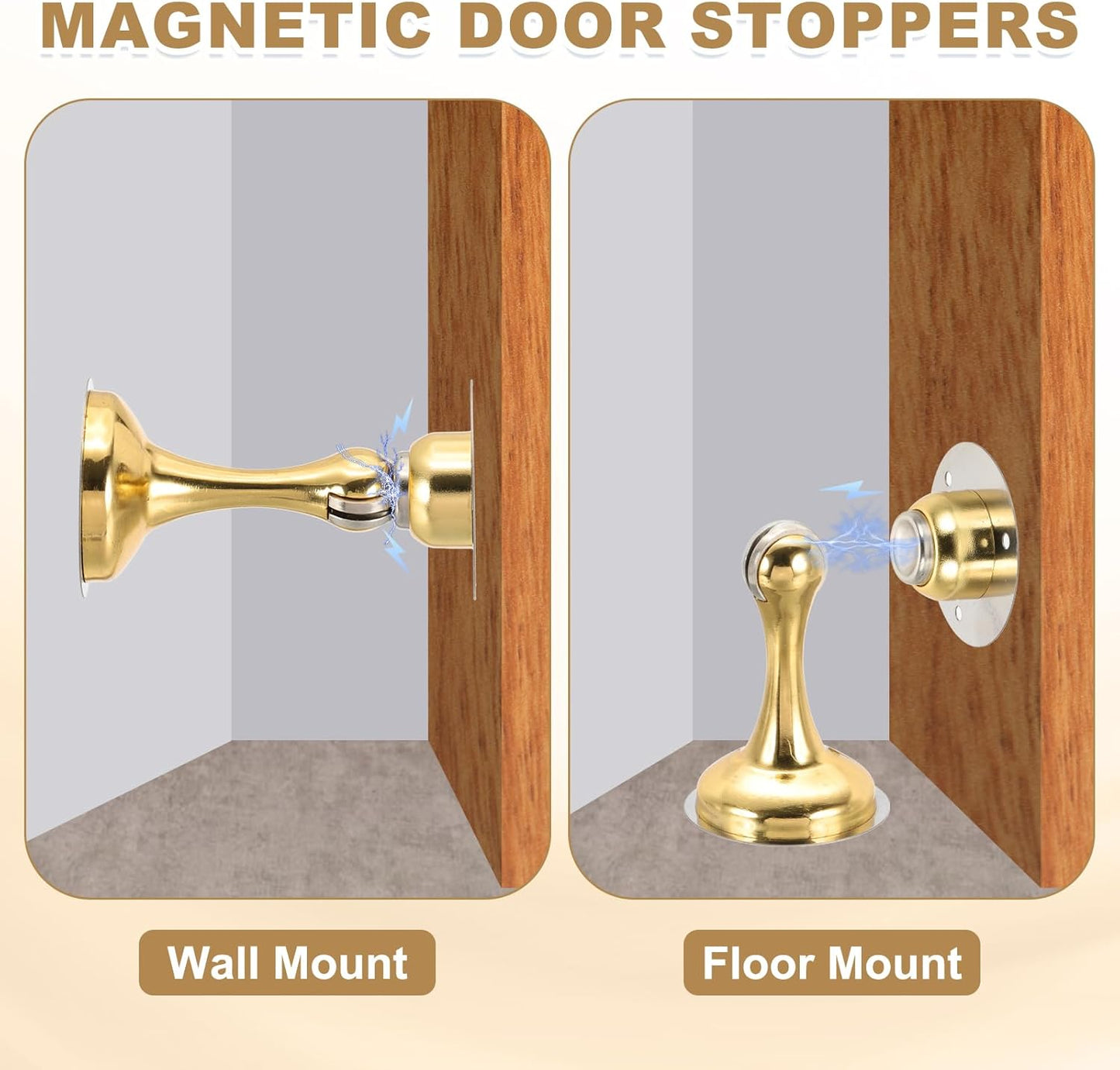 MECCANIXITY Magnetic Door Stoppers Stainless Steel Door Stops, Wall Floor Mounted Doors Holder Keep Doors Open for Home Office Closet (Silver Tone)