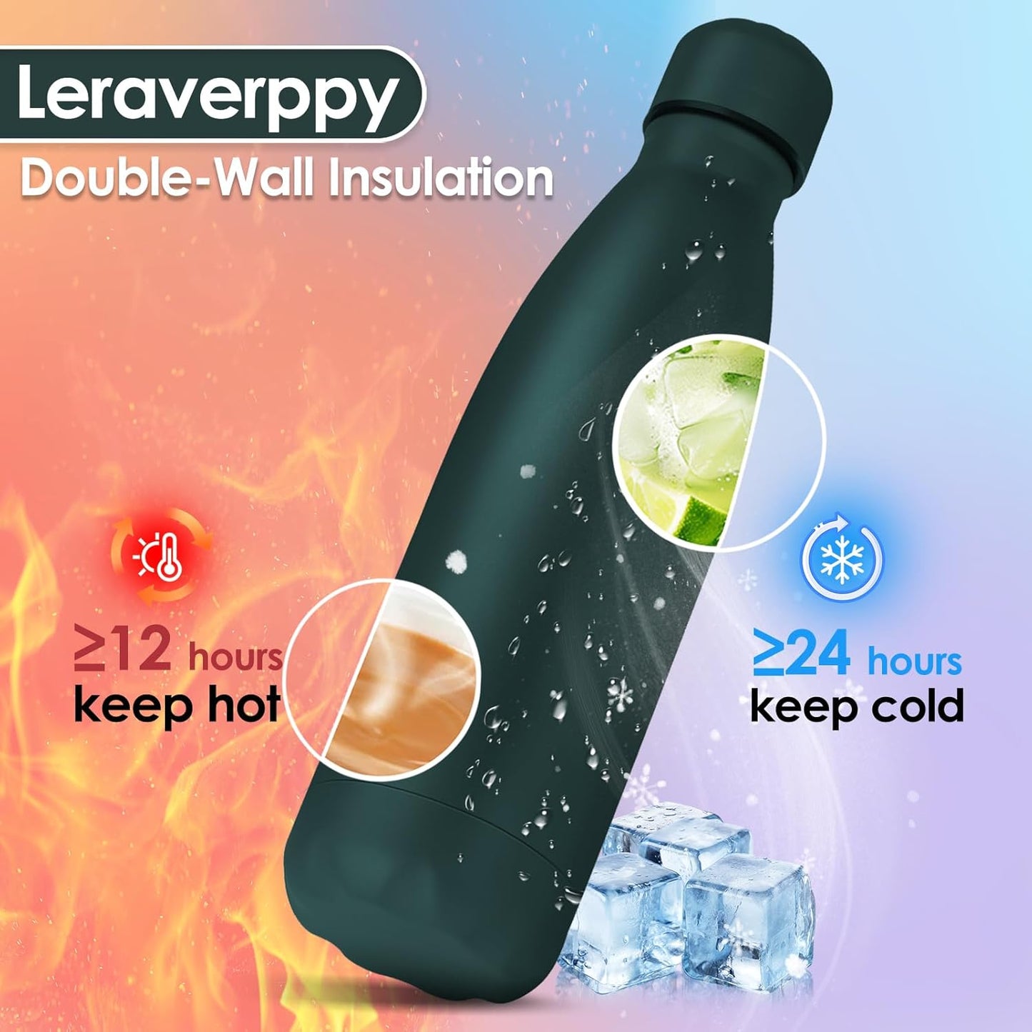 25oz Cola-Bottle Shaped Stainless Steel Leak-proof Water Bottle,Double Wall Vacuum Insulated Metal，Travel Mug For Sports Indoors & Outdoors,BPA-Free Kids Flasks,Army Green(2 Pack)