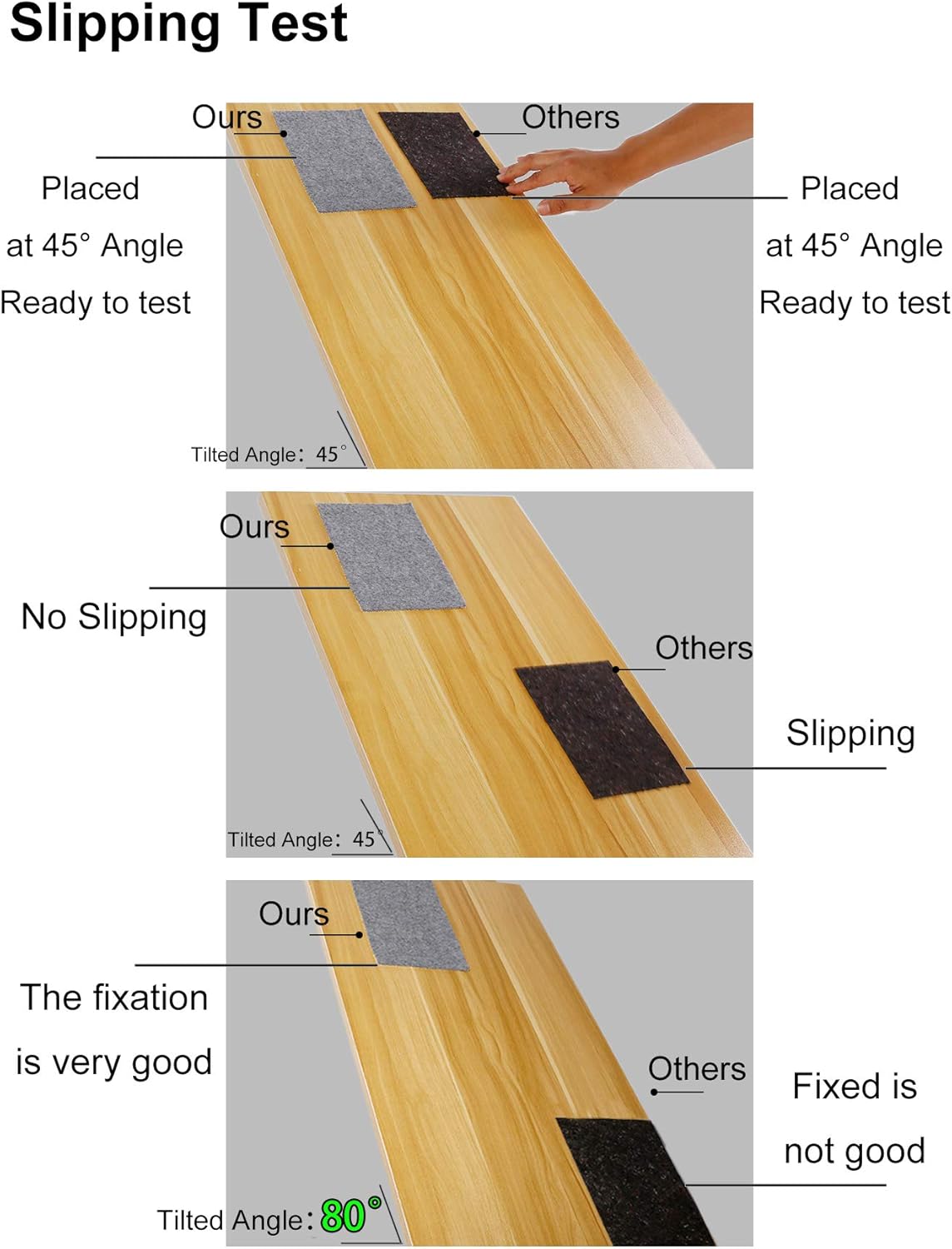Non Slip Rug Pad Grippers - 9x12, 1/8" Thick, (Felt + Rubber) Double Layers Area Carpet Mat Tap, Provides Protection and Cushioning for Hardwood or Tile Floors