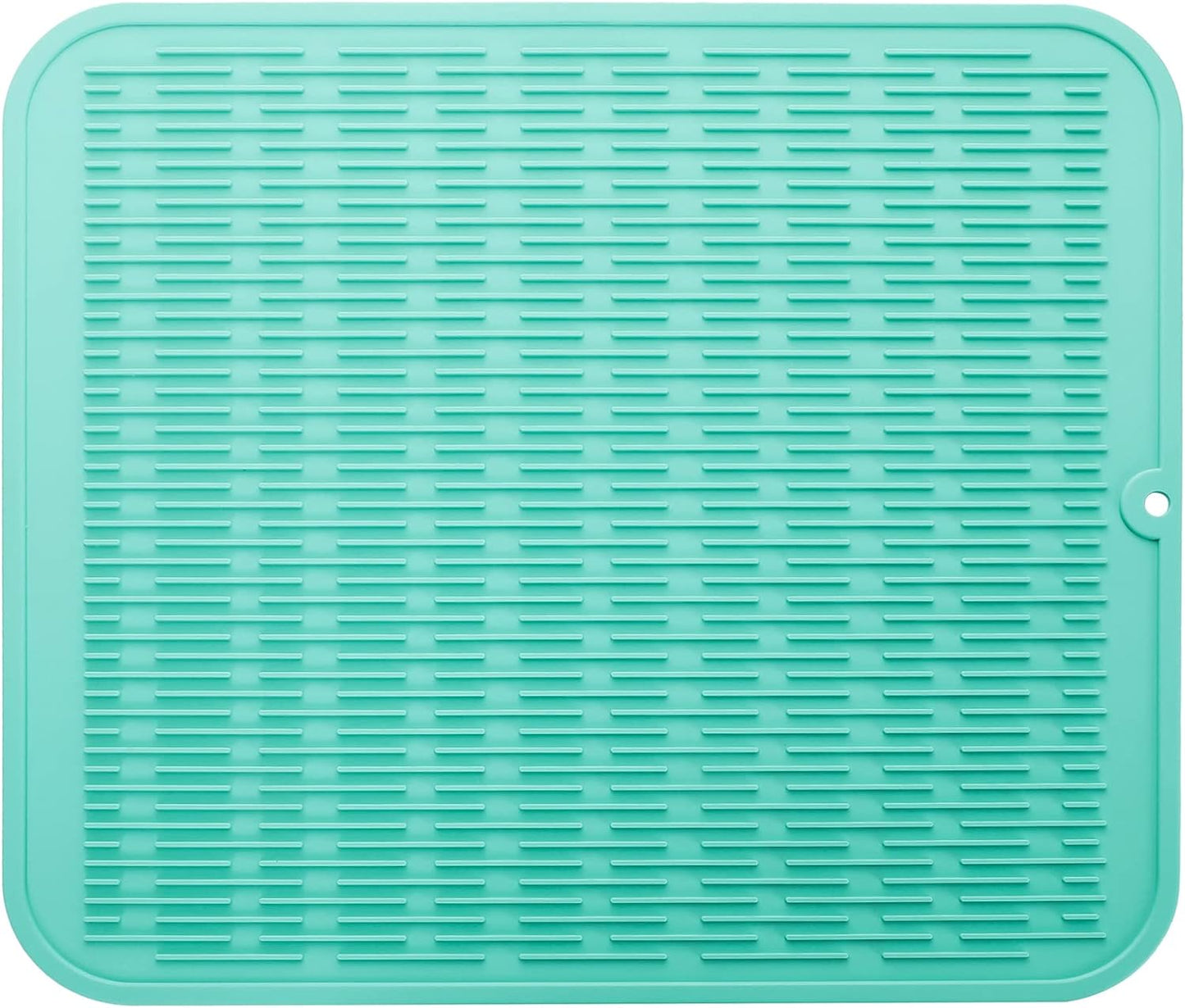 Silicone Dish Drying Mat for Multiple Usage,Easy clean,Eco-friendly,Heat-resistant Silicone Mat for Kitchen Counter or Sink,Refrigerator or Drawer Liner Mint XL 18 inches x 16 inches