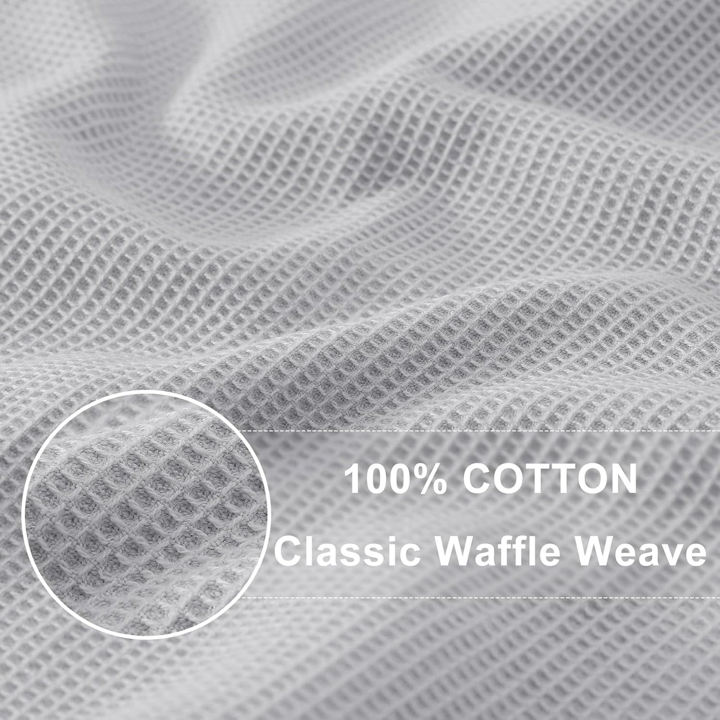Homaxy 100% Cotton Waffle Weave Kitchen Towels - 4 Pack Soft and Absorbent Dish Towels - 16 x 26 Inches Quick Dry Hand Towels - Light Grey