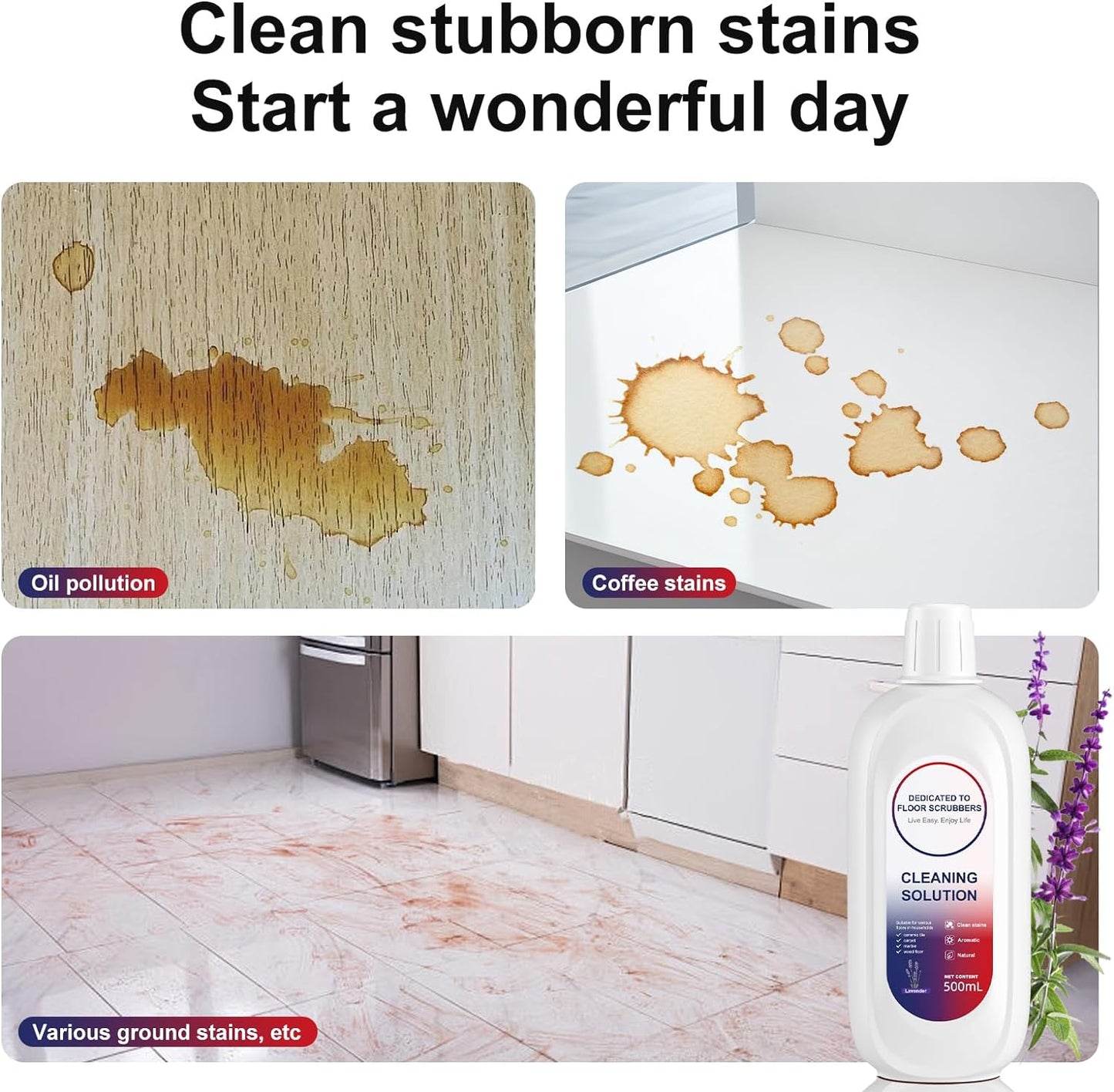 Floor Cleaning Solution 500ml Lavender Fragrance Cleaning Solution Refill Compatible With TINECO iFLOOR, iFLOOR 3, S3, S5, S5 COMBO, S5 Pro 2, One S6, S7 PRO, S7 COMBO Wet Dry Vacuum (1 bottle)