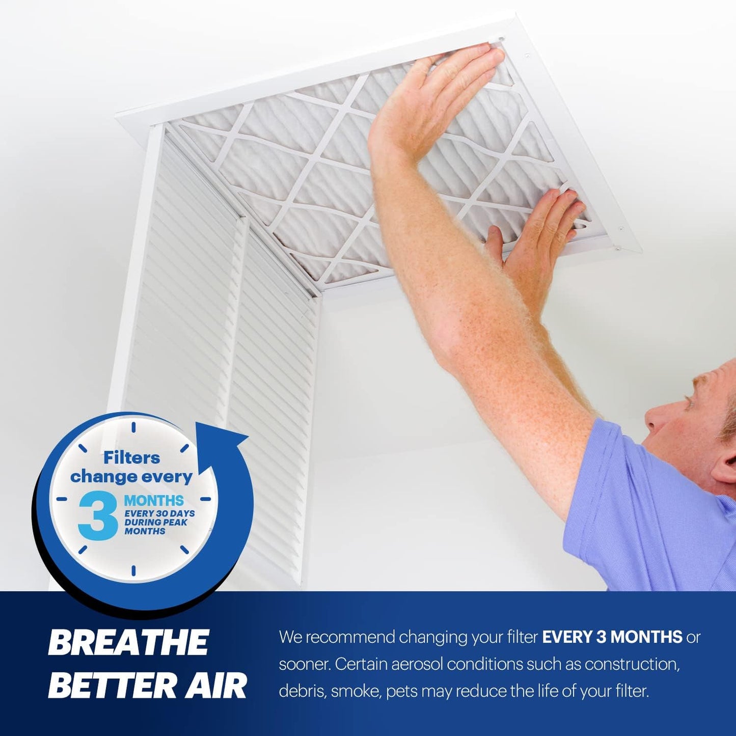 BNX TruFilter 16x16x1 Air Filter MERV 13 (6-Pack) - MADE IN USA - Electrostatic Pleated Air Conditioner HVAC AC Furnace Filters for Allergies, Pollen, Mold, Bacteria, Smoke, Allergen, MPR 1900 FPR 10