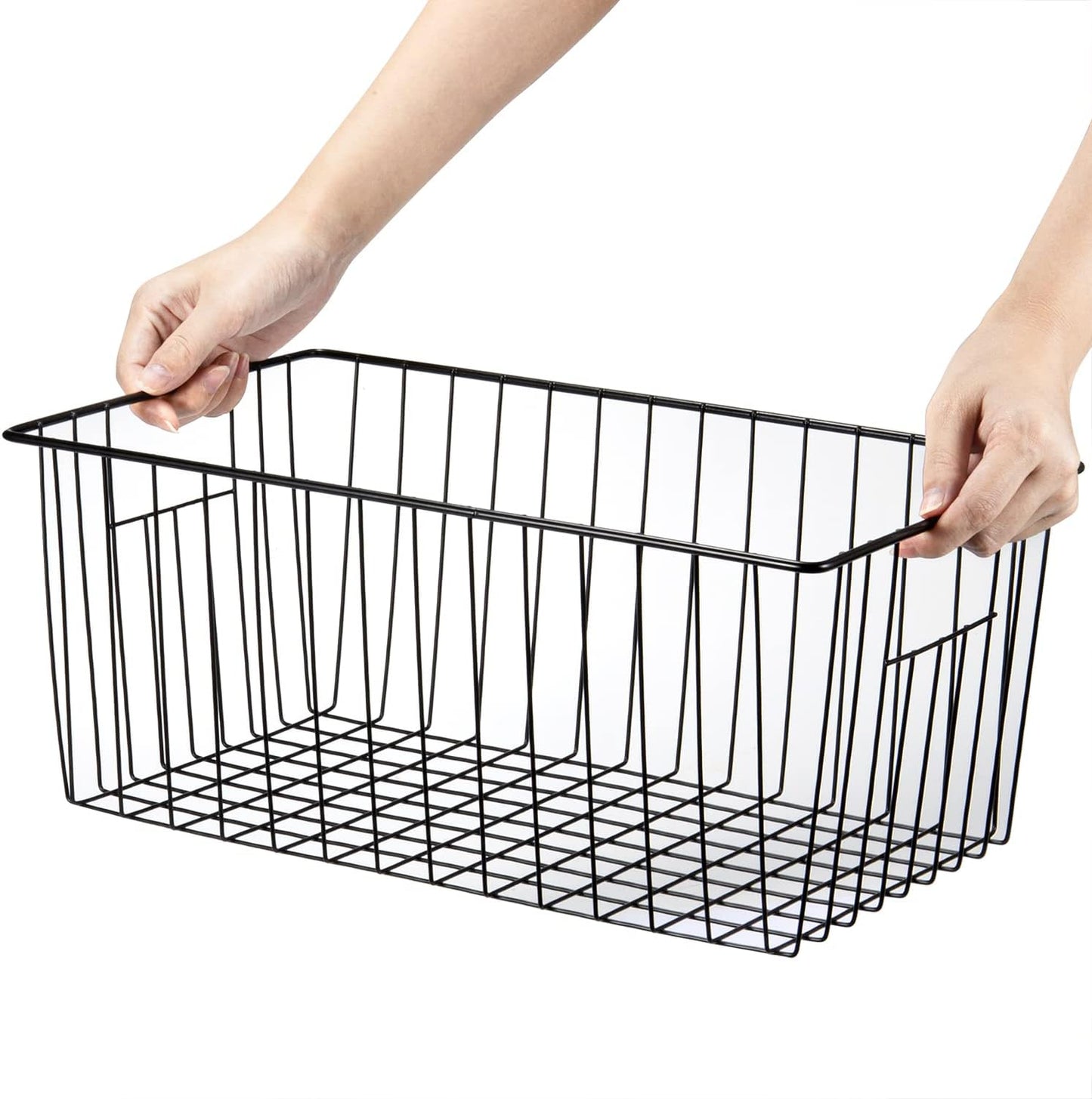 16inch Upright Freezer Organizer Baskets for 13-14,16-21 cu.ft Standup Freezer, Settle freezer chaos and reduce food waste effectively, Durable, Fully Use Space, Improve Air Circulate, Black, Pack 2