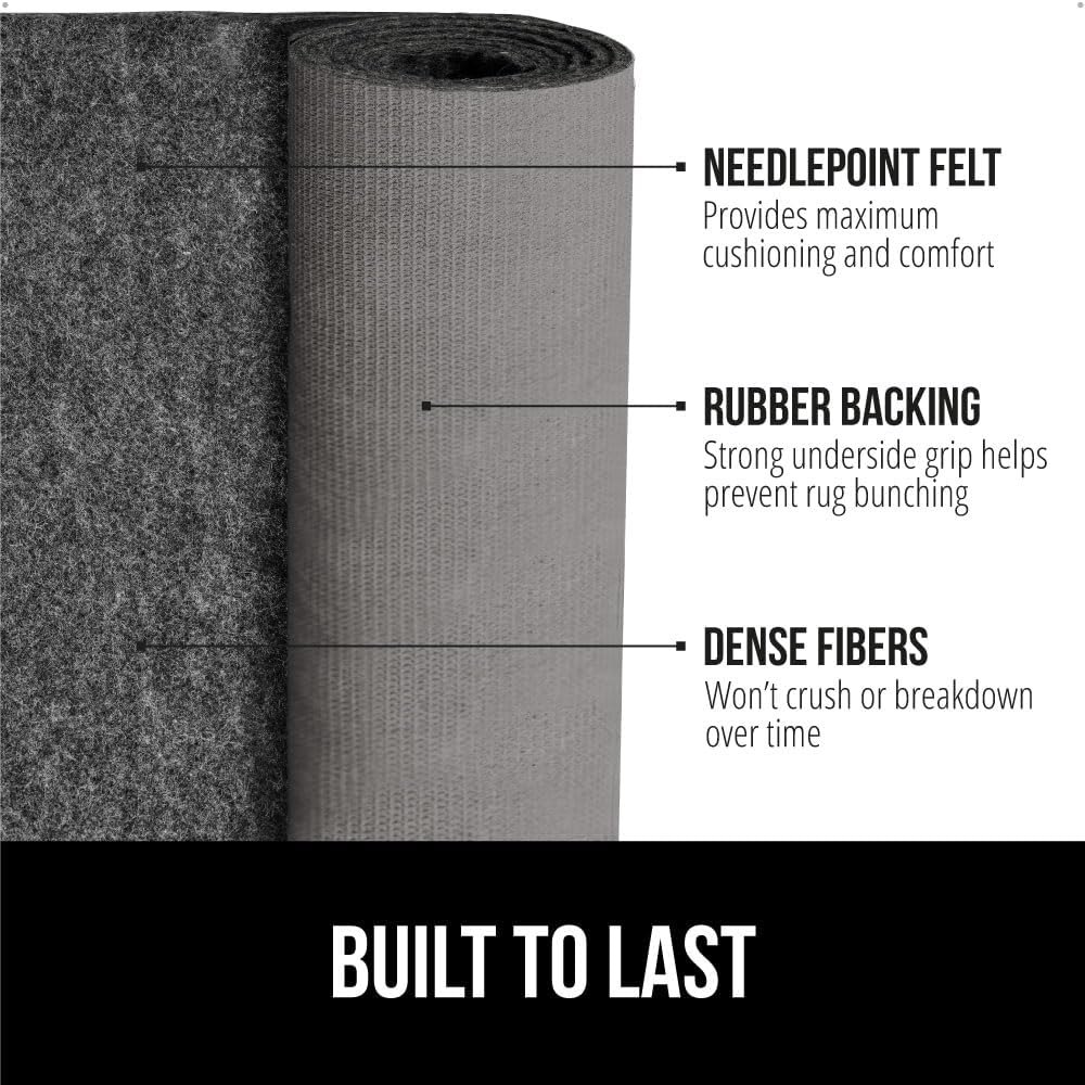 GORILLA GRIP Felt and Natural Rubber Stay in Place Slip Resistant Rug Pad, 1/8in Thick, 5x7 FT Protective Padding Under Area Rugs, Cushioned Gripper Pads, Carpet Runners, Hardwood Floors Protection