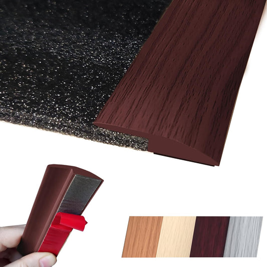 Floor Transition Strip Self Adhesive Carpet Wood Tile Vinyl Flooring Laminate Transition Cover Edge Trim Gap Doorway Threshold for Uneven Floors Heights Within 5 mm (120 inches, Red Wine)