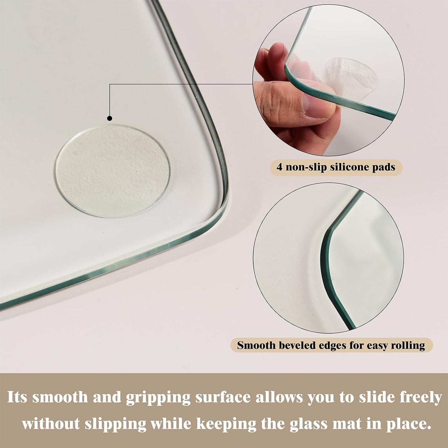 Koonmi Tempered Glass Chair Mat for Hardwood Floors & Carpets, 48" x 60“ Transparent Heavy Duty Office Floor Protector with Noise-Free Gliding Shatterproof for Home Office Desk