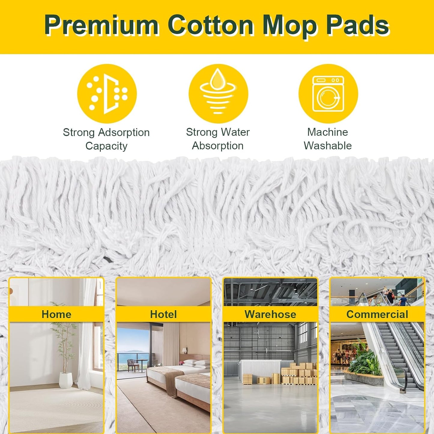 36" Commercial Dust Mops for Floor Cleaning with Replacement Mop Pad, Heavy Duty Large Dust Mop for Hardwood Floors,Industrial Floor Duster Wet Dry Mop for Office Garage Warehouse Factory Mall