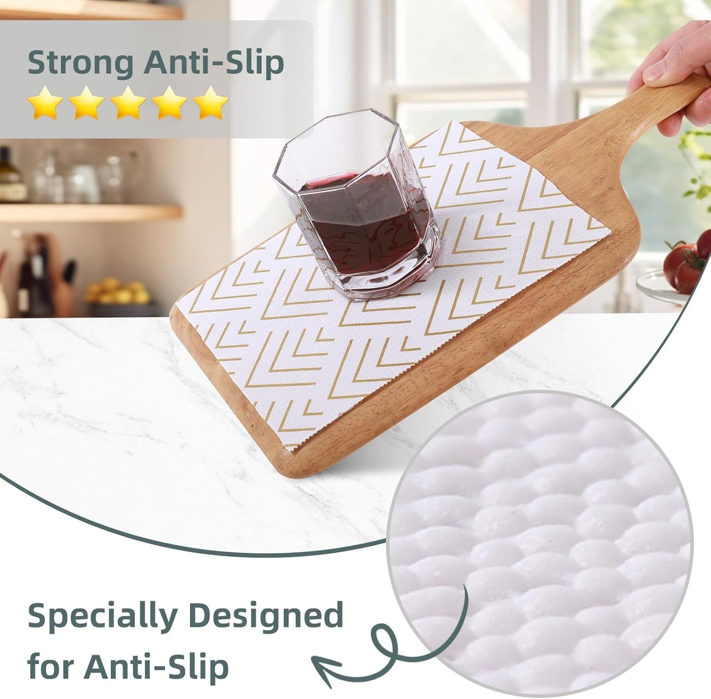 Shelf Liner for Kitchen Cabinets Non Adhesive Drawer Liner Non-Slip Thickened Shelf Liner Paper Strong Easy to Clean for Tool Box Refrigerator with Knife and Tape Measure, Gold Arrow, 11.8 x 354.3 in