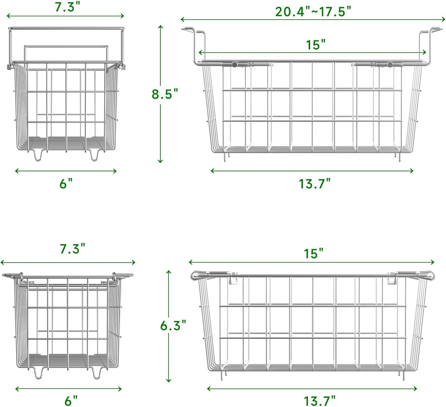 3Pack Adjustable Freezer Organizer Bins - Stackable & Hanging for 7 Cu.Ft Chest Freezer