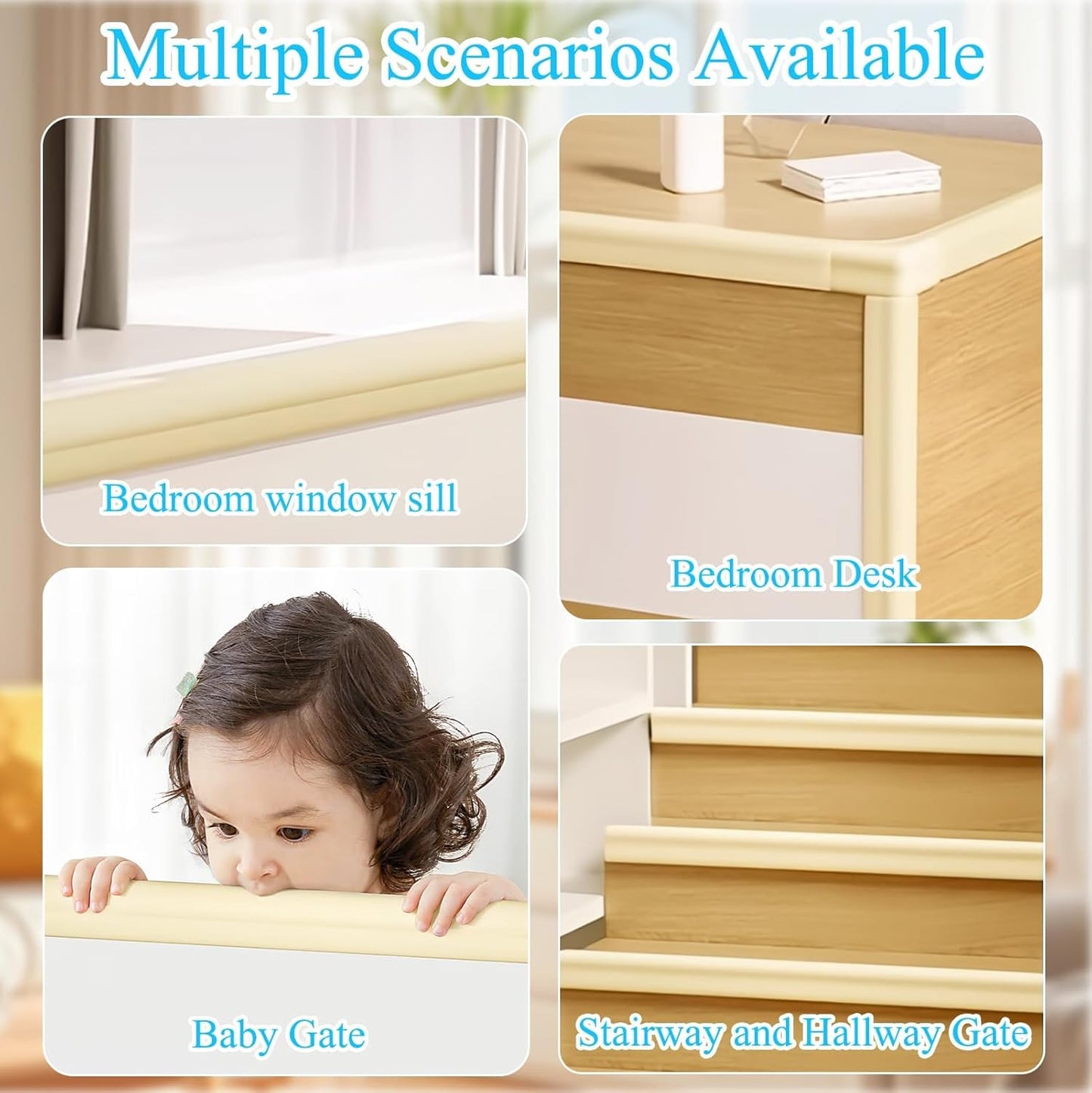 Baby Proofing Edge Corner Protector,1Roll L-Shape Soft Cabinet Door Bumper Corner Strip,8 Furniture Safety Bumper Corner Guards,Self Adhesive,Wall Protector,for Nursery,Kitchen,Fireplace,Table