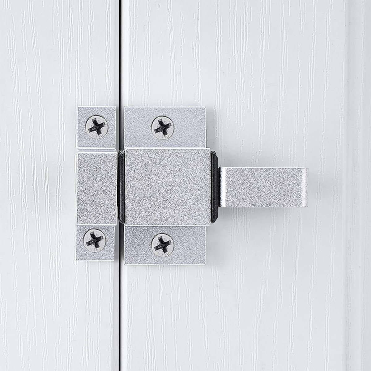 4 Packs Self-Closing Gate Latches, Silver Spring Door Lock, Aluminum Alloy Security Latch for Windows, Cabinets & Gates