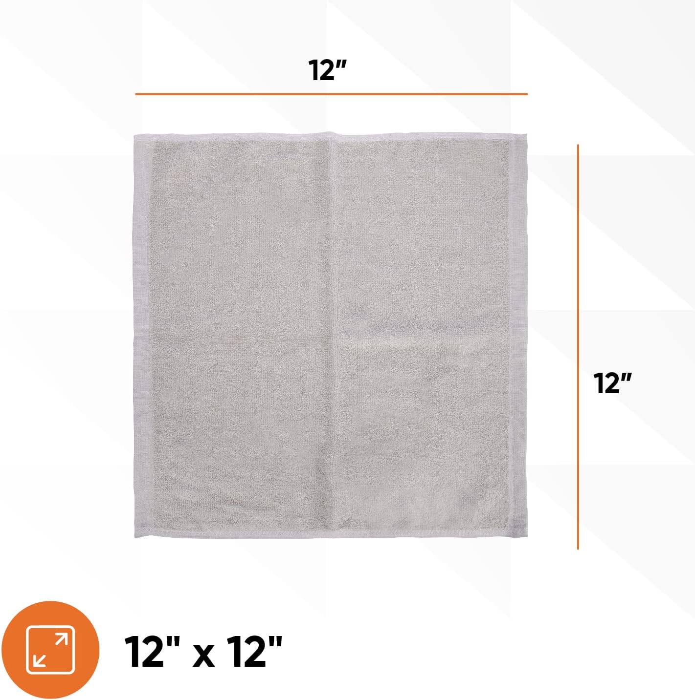 Superio Cotton Terry Washcloths Grey Towels 100% Cotton Cleaning Cloth 16" Rags Wash Clothes for Body and Face, Spa Towels, Multi Purpose (24, 12"x12")
