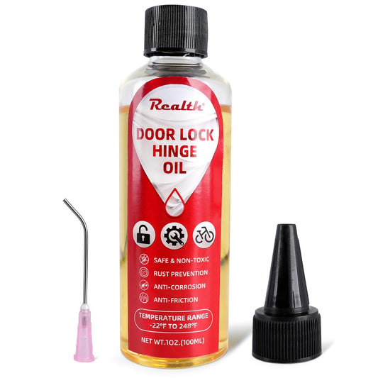 Realth Garage Door Lubricant -Lock Lubricant Keyhole, Great for Squeaky Hinges,Chains, Long-Lasting, Non-Toxic, Rust-Resistant Liquid Wrench with Precision Oiler Needle(100ml)