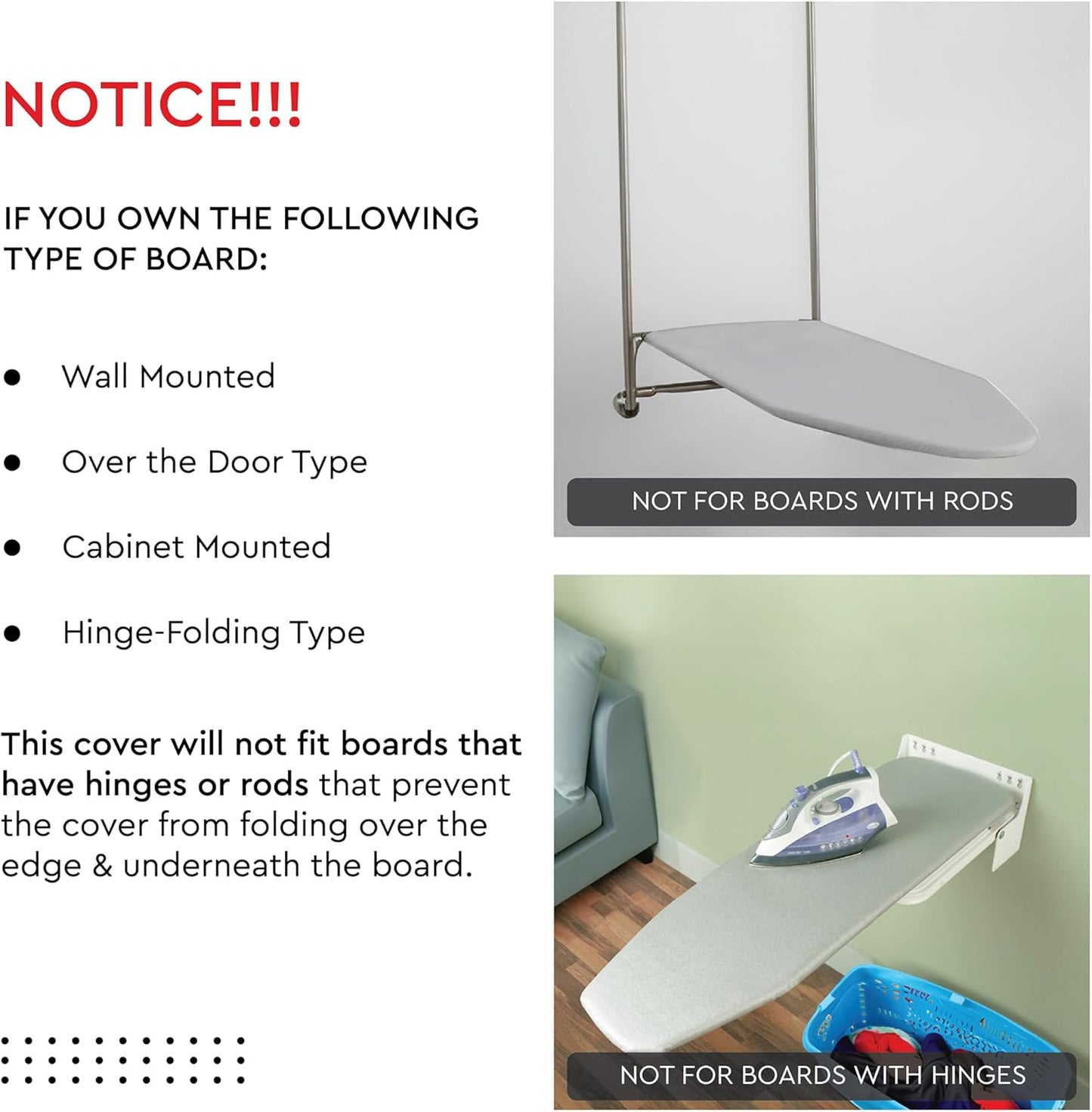 Encasa XO Ironing Board Cover and Pad - Thick 4mm Felt, Heat & Scorch-Resistant, Fits Medium Boards 42"x14", Elastic Bungee Cord Tightening, Easy Fit, Stain-Safe Dye, Multistripe