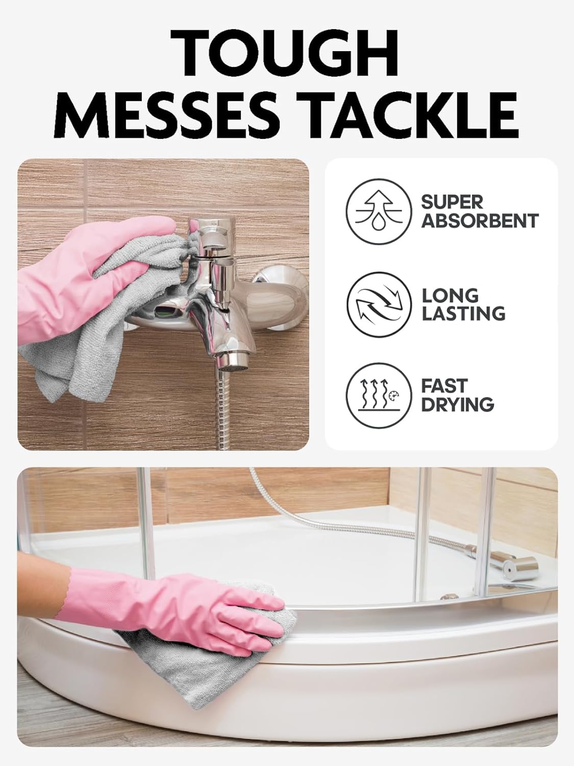 Fantasticlean Microfiber Cleaning Cloth Roll -75 Pack, Tear Away Microfiber Towels, 12" x 12", Reusable, Washable, Scratch Free, Ultra Absorbent Dish Rags for Car, Home, Garage or Shop (Grey)