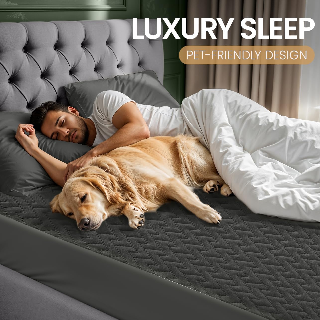 Utopia Bedding Waterproof Mattress Protector Twin XL (Gray) Size, Premium 3D Air Soft Fabric Mattress Cover, Fits 15 Inches Deep, Breathable, Fitted Style with Stretchable Pockets