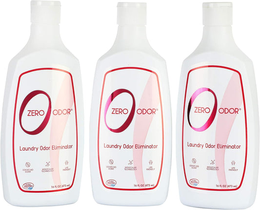 Zero Odor – Laundry Odor Eliminator - Permanently Eliminate laundry Odor – Patented Molecular Technology Best For Clothes, Towels & Linens, Shoes, Bags, Etc. - rinse and refresh Again, 16oz (3-Pack)