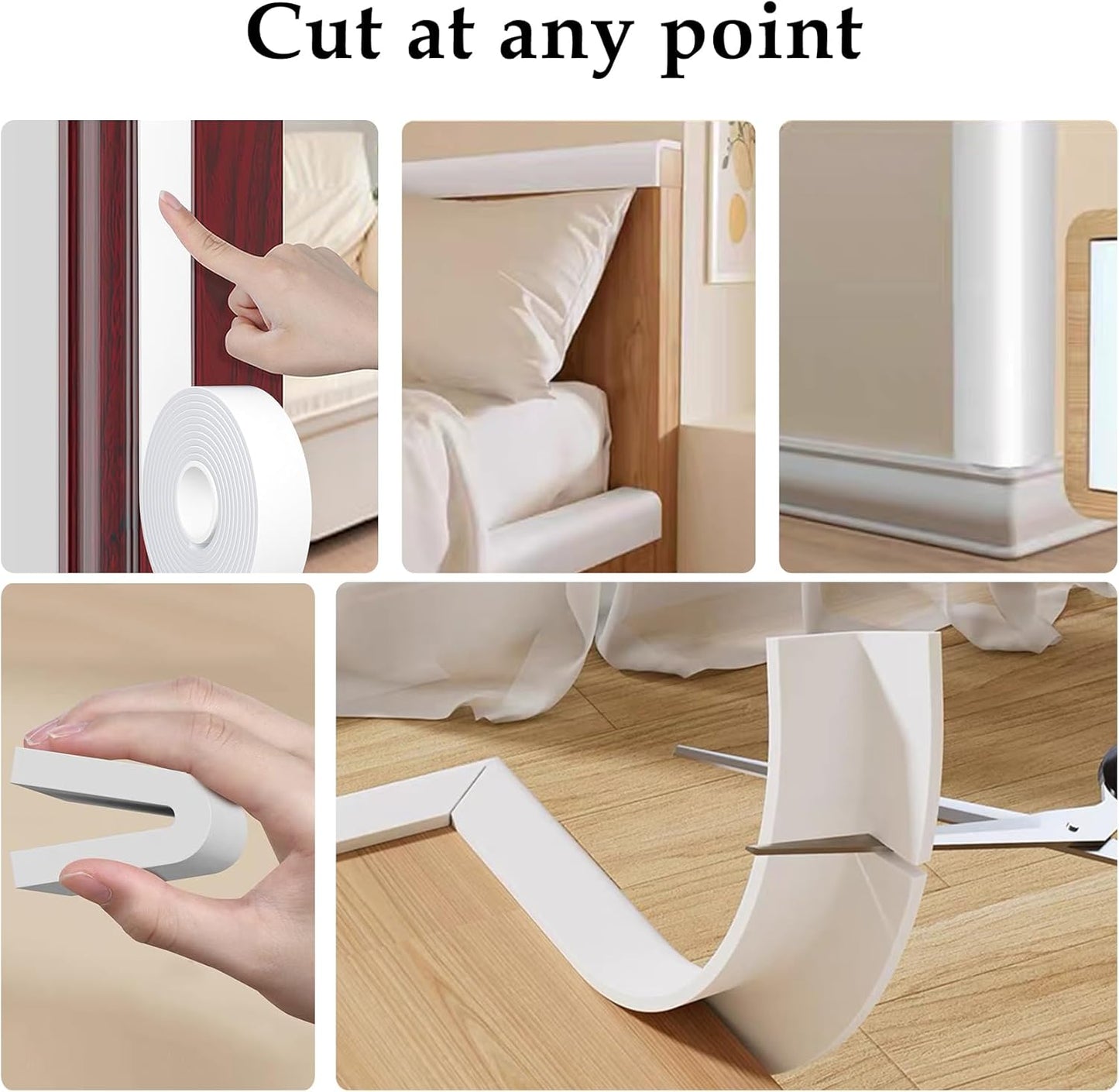 Weather Stripping Door Seal White,Self Adhesive Foam Tape,Window Insulation Weatherproof Gasket Tape for Doors and Windows,1.18 Inch Wide X 1/4 Inch Thick,2 Rolls Total 32.8Ft