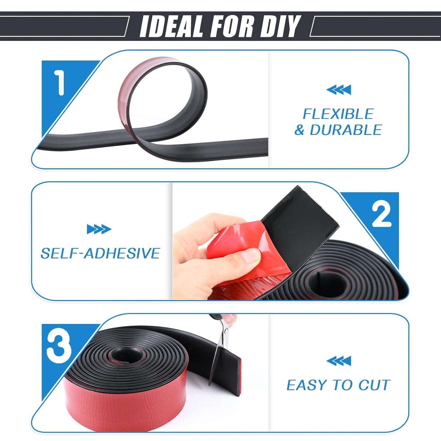 Neoprene Rubber Strips With Adhesive Backing - Self Stick Seal Gasket for Matting Padding - 2" Wide x 1/16" Thick x 20' Long