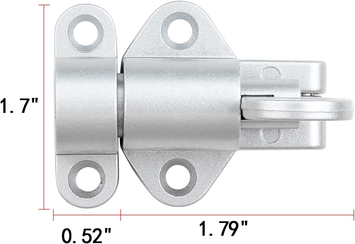 6 Packs Self-Closing Latches，Silver Gray Spring Door Lock，Resilient Bolt Latch Aluminum Alloy Safety Automatic Spring Barrel Slide Door Lock with Screws,Used for Gate,Window and Cabinet etc