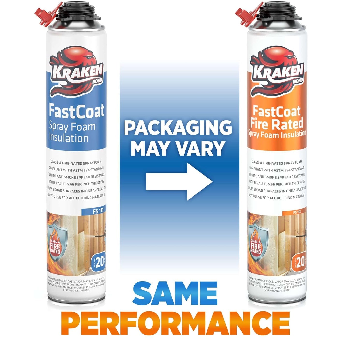 Kraken Bond Fastcoat Fire Rated Spray Foam Insulation Pallet Closed Cell Expanding Polyurethane Foam - Heat and Acoustic Insulation, Gun & Cleaner Not Includes, 3.840 Board Ft, 192 Pack