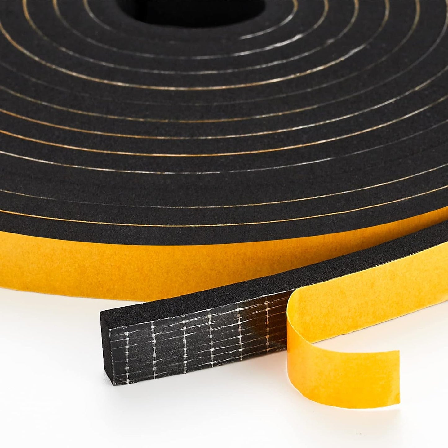 16.5 Feet Weather Stripping Door Seal, 1" Wide X 3/8" Thick Door Seal Strip High Density Foam Tape Adhesive Strip for Door Soundproofing,Window Insulation (1" x 3/8" x 16.5FT,Black)