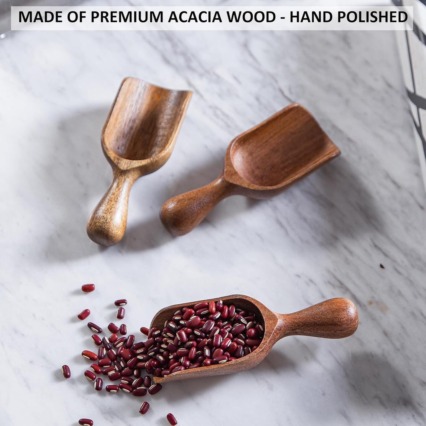 Wooden Scoops for Canisters 6PCS Acacia Wooden Scoop for Jars Mini Measuring Spoons for Ground Coffee Scoops Wood Scoop for Seasoning Bath Salt Laundry Detergent Shovel Measuring-Multipurpose
